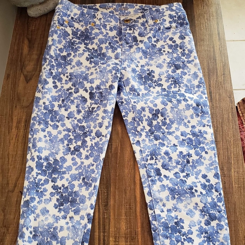 Michael Kors Blue Floral Izzy Skinny Jeans